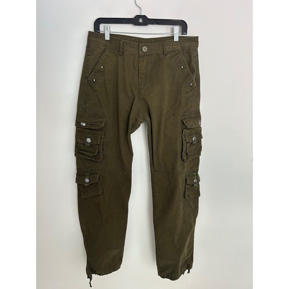Olive Green Cargo Pants Multi Pocket Utility Streetwear Gorpcore Trousers Sx 34